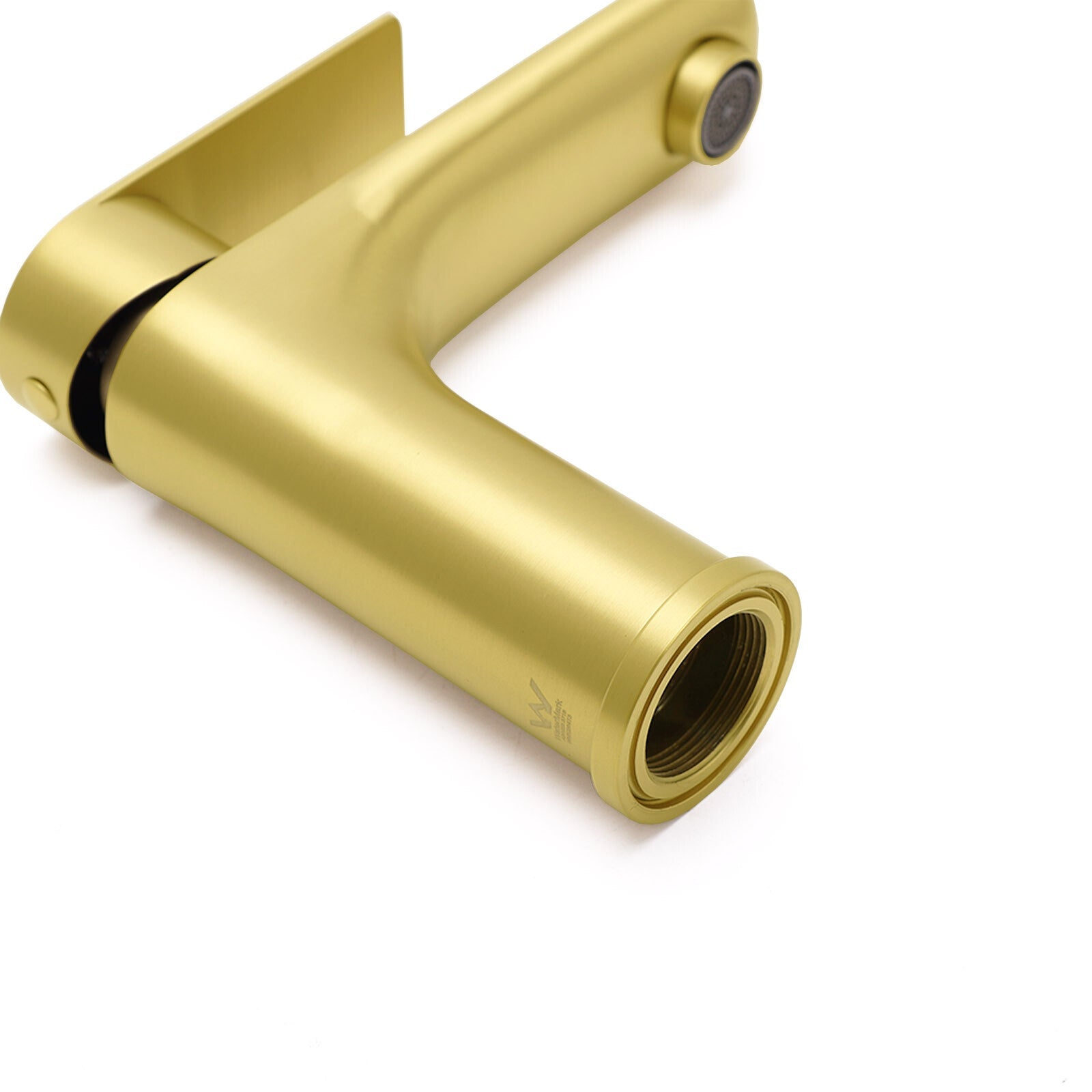 Brushed Gold Round Short Bathroom Vanity Laundry Chrome Basin Mixer Faucet Tap - Furniture > Bathroom > Shower Heads & Screens - Rivercity House & Home Co. (ABN 18 642 972 209) - Affordable Modern Furniture Australia