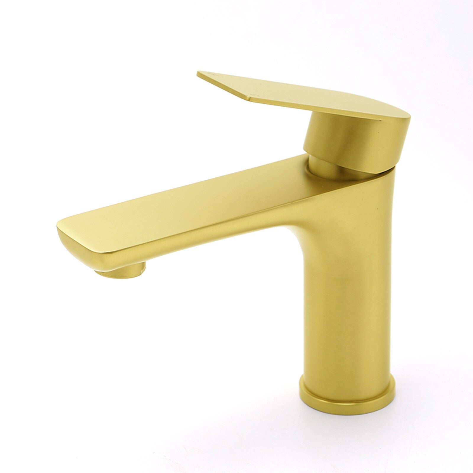 Brushed Gold Round Short Bathroom Vanity Laundry Chrome Basin Mixer Faucet Tap - Furniture > Bathroom > Shower Heads & Screens - Rivercity House & Home Co. (ABN 18 642 972 209) - Affordable Modern Furniture Australia