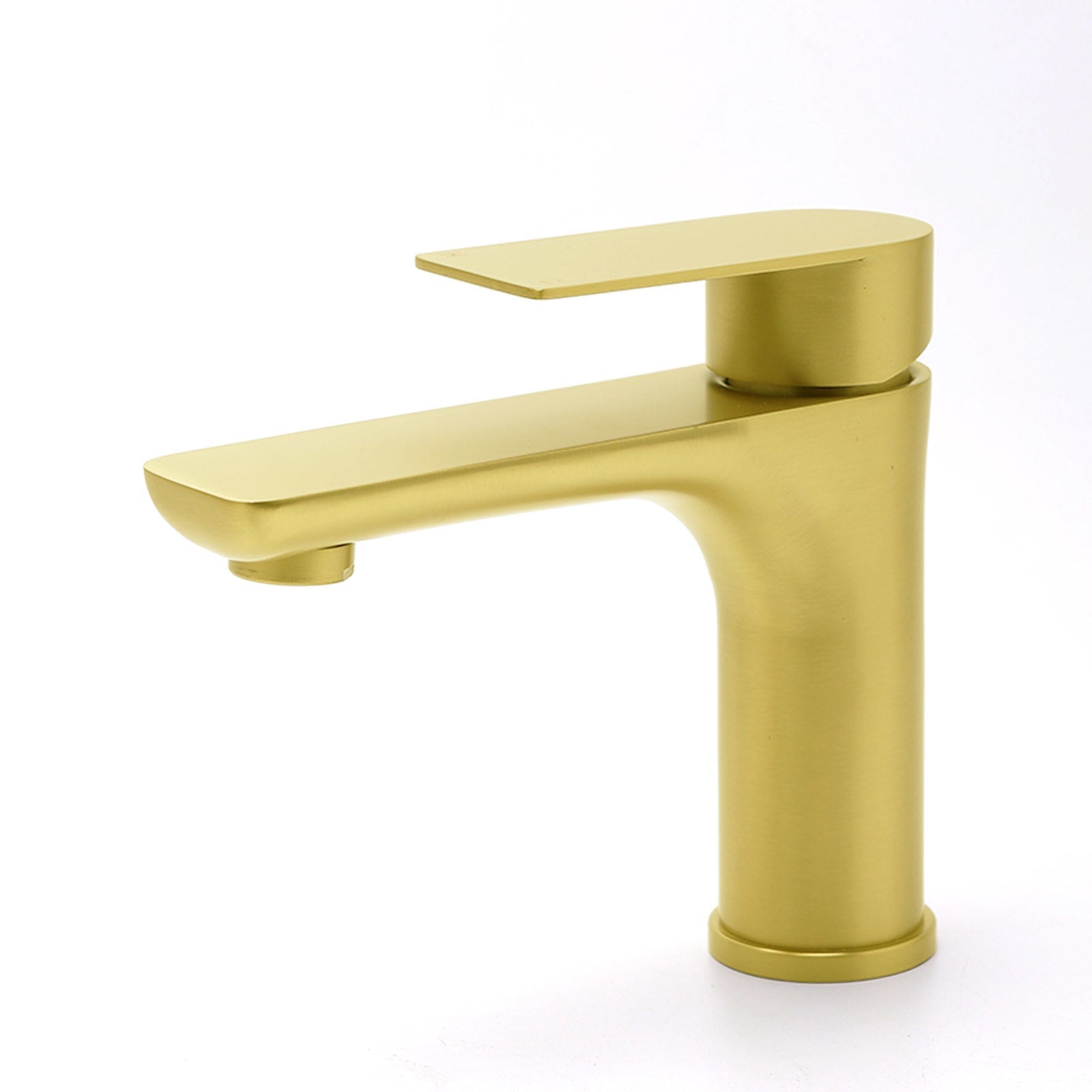 Brushed Gold Round Short Bathroom Vanity Laundry Chrome Basin Mixer Faucet Tap - Furniture > Bathroom > Shower Heads & Screens - Rivercity House & Home Co. (ABN 18 642 972 209) - Affordable Modern Furniture Australia