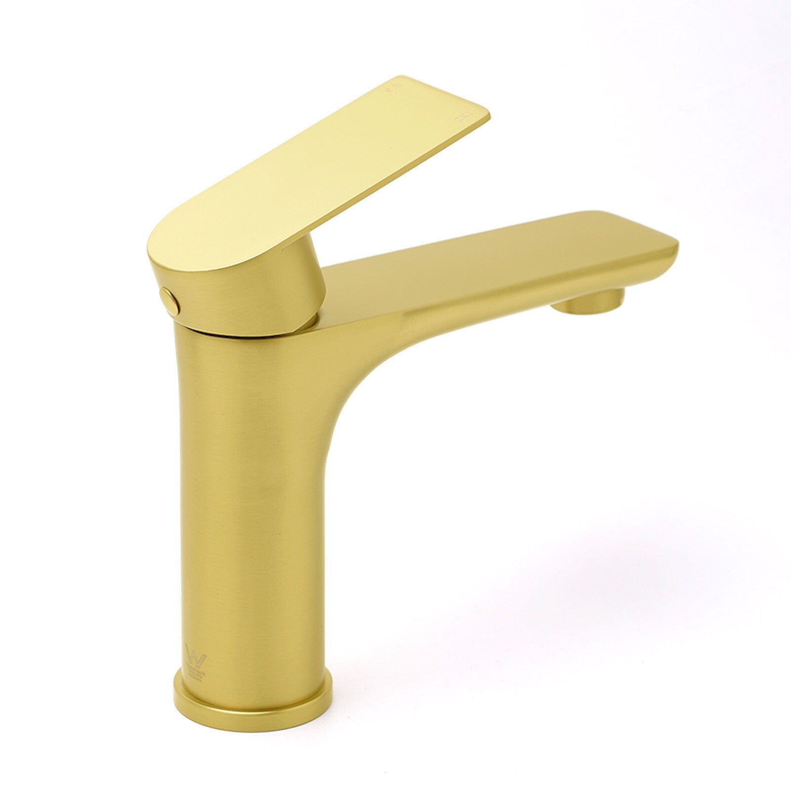 Brushed Gold Round Short Bathroom Vanity Laundry Chrome Basin Mixer Faucet Tap - Furniture > Bathroom > Shower Heads & Screens - Rivercity House & Home Co. (ABN 18 642 972 209) - Affordable Modern Furniture Australia