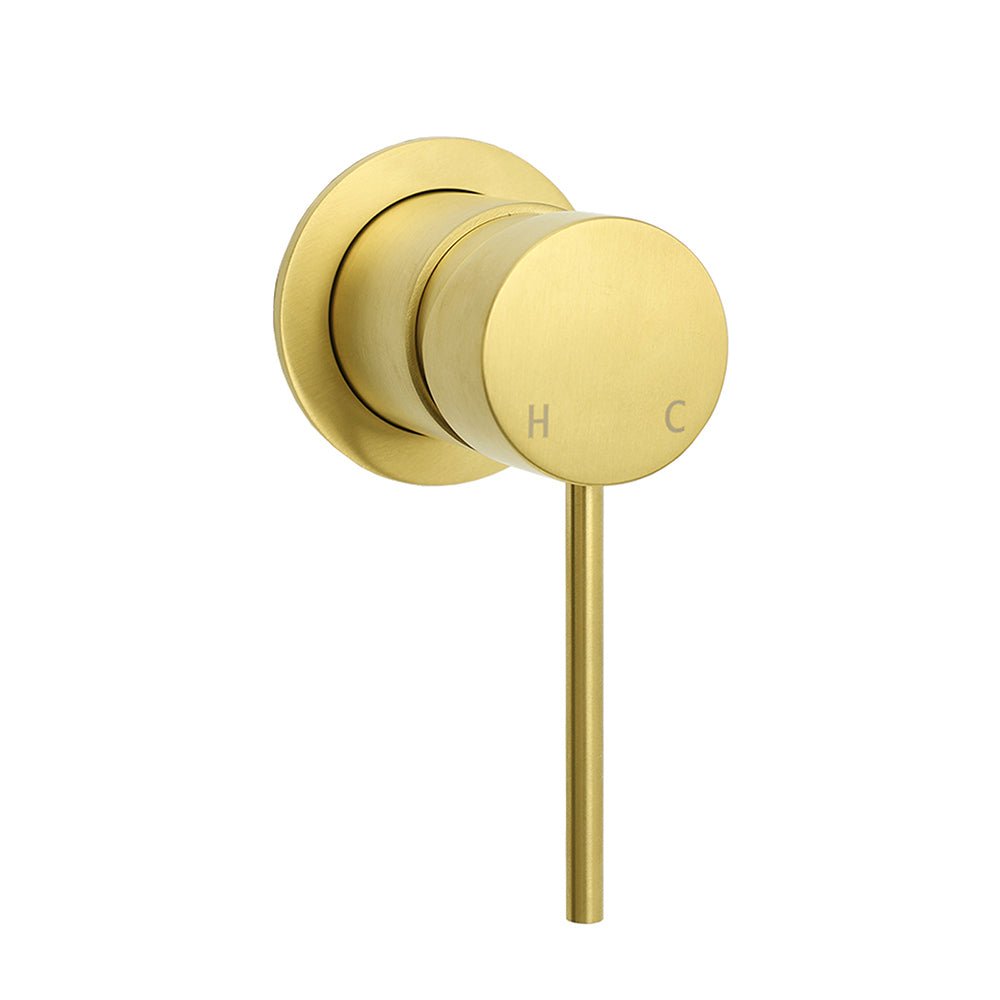 Brushed Gold Round Wall Mounted Shower Mixer Hot Cold Bath Tap Valve Cartridge - Furniture > Bathroom > Shower Heads & Screens - Rivercity House & Home Co. (ABN 18 642 972 209) - Affordable Modern Furniture Australia