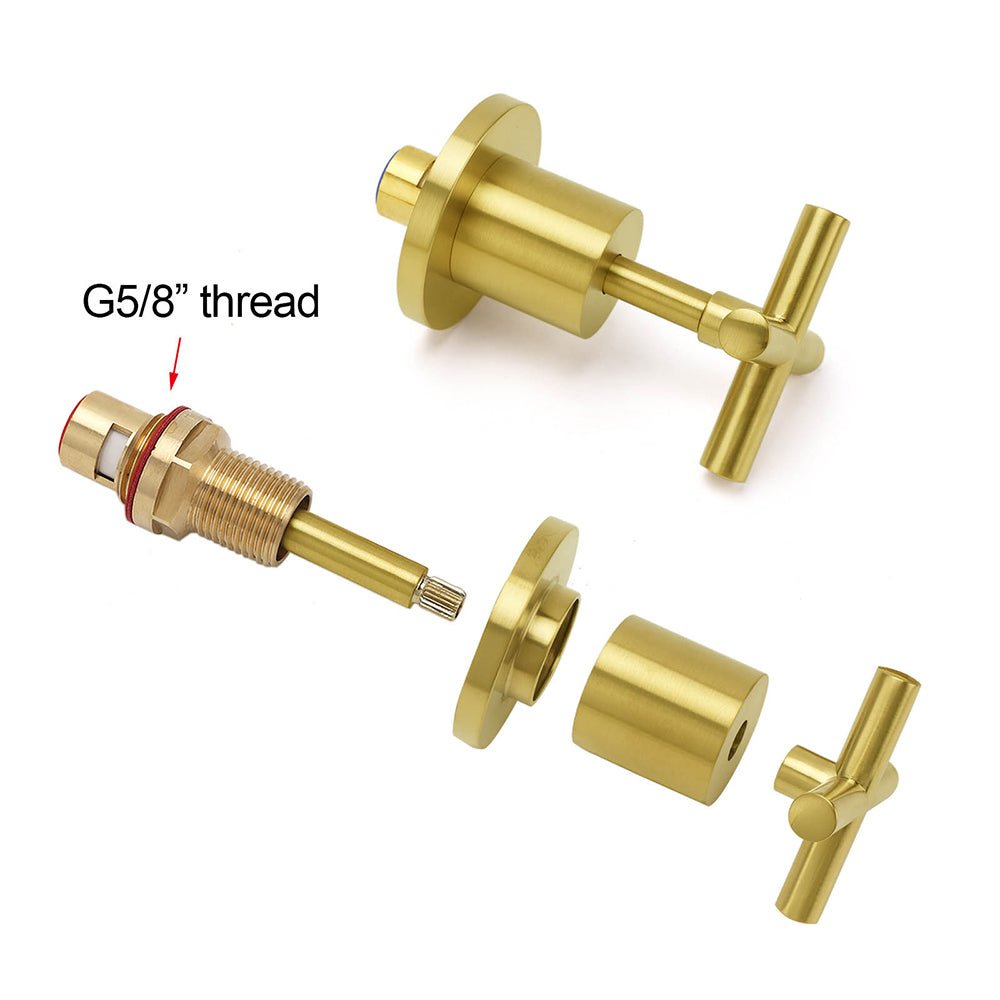 Brushed Gold Shower 1/4 Turn Twin Taps Basin Bath Spout Hot Cold Water Mixer Set - Furniture > Bathroom > Shower Heads & Screens - Rivercity House & Home Co. (ABN 18 642 972 209) - Affordable Modern Furniture Australia