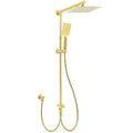 10" Brushed Gold Rain Head & 3-Mode Handheld Shower Set with Sliding Rail & Dual Arm - Brushed Gold
