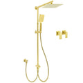 10" Brushed Gold Square Rain Head 3-Mode Handheld Sliding Rail Dual Shower Tap Set - Brushed Gold