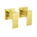 Brass 1/4 Turn Square Twin Shower Taps Wall Mounted Spout - Brushed Gold