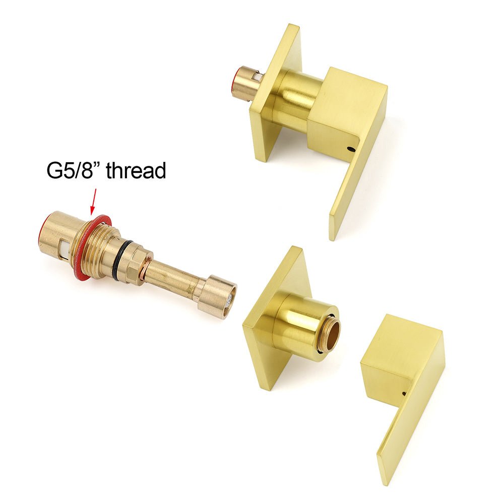 Brushed Gold Square 1/4 Turn Twin Taps Brass For Shower Head Wall Mounted Spout - Furniture > Bathroom > Shower Heads & Screens - Rivercity House & Home Co. (ABN 18 642 972 209) - Affordable Modern Furniture Australia