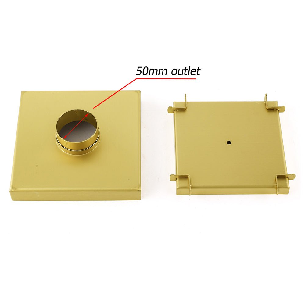 Brushed Gold Square 150x150mm Tile Insert Floor Drain Shower Grate 50mm Waste - Furniture > Bathroom > Shower Heads & Screens - Rivercity House & Home Co. (ABN 18 642 972 209) - Affordable Modern Furniture Australia
