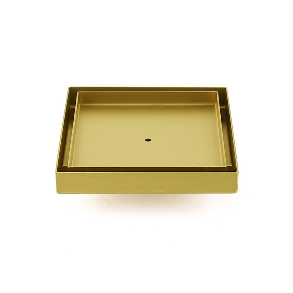 Brushed Gold Square 150x150mm Tile Insert Floor Drain Shower Grate 50mm Waste - Furniture > Bathroom > Shower Heads & Screens - Rivercity House & Home Co. (ABN 18 642 972 209) - Affordable Modern Furniture Australia