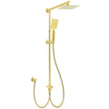 8" Brushed Gold Square Rain Shower Head 3-Mode Handheld Sliding Rail Dual Diverter Set - Brushed Gold