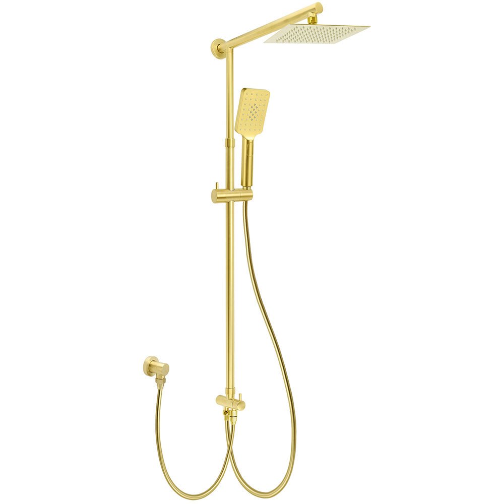 Brushed Gold Square 8" Rain Shower Head 3 Mode Handheld Sliding Rail Arm Dual Diverter Set - Furniture > Bathroom > Shower Heads & Screens - Rivercity House & Home Co. (ABN 18 642 972 209) - Affordable Modern Furniture Australia