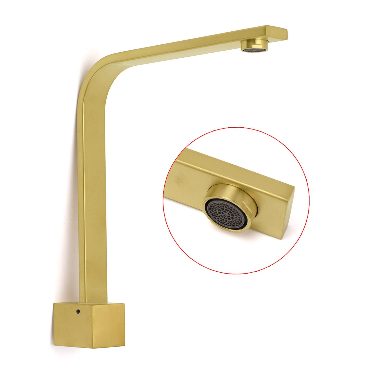 Brushed Gold Square Bathroom Spout Gooseneck Arm Bathtub Filler Tap Water Outlet - Furniture > Bathroom > Shower Heads & Screens - Rivercity House & Home Co. (ABN 18 642 972 209) - Affordable Modern Furniture Australia