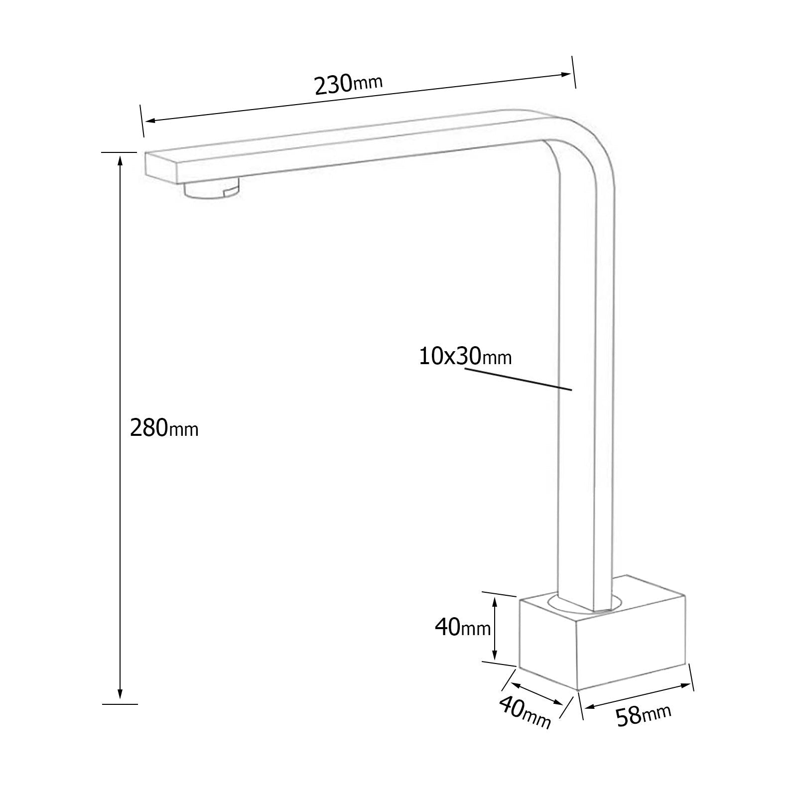 Brushed Gold Square Bathroom Spout Gooseneck Arm Bathtub Filler Tap Water Outlet - Furniture > Bathroom > Shower Heads & Screens - Rivercity House & Home Co. (ABN 18 642 972 209) - Affordable Modern Furniture Australia