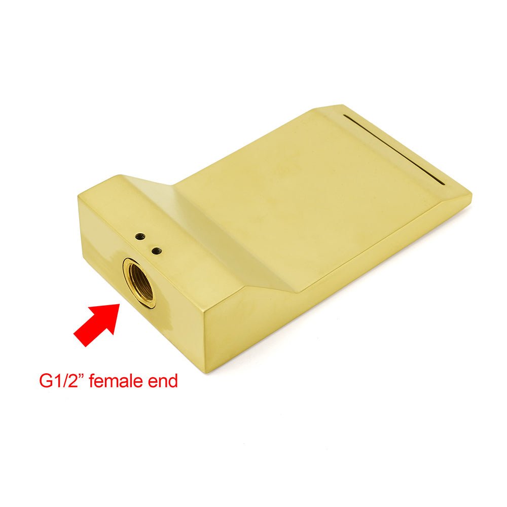 Brushed Gold Square Cubic Shower Bathtub Waterfall Spout Filler Outlet 1/2" End - Furniture > Bathroom > Shower Heads & Screens - Rivercity House & Home Co. (ABN 18 642 972 209) - Affordable Modern Furniture Australia