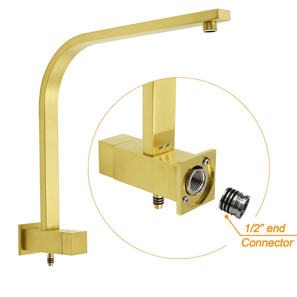 Brushed Gold Square Dual Shower 12" Large Rain Head Handheld Silde Rail Arm 2in1 Set + Mixer - Furniture > Bathroom > Shower Heads & Screens - Rivercity House & Home Co. (ABN 18 642 972 209) - Affordable Modern Furniture Australia