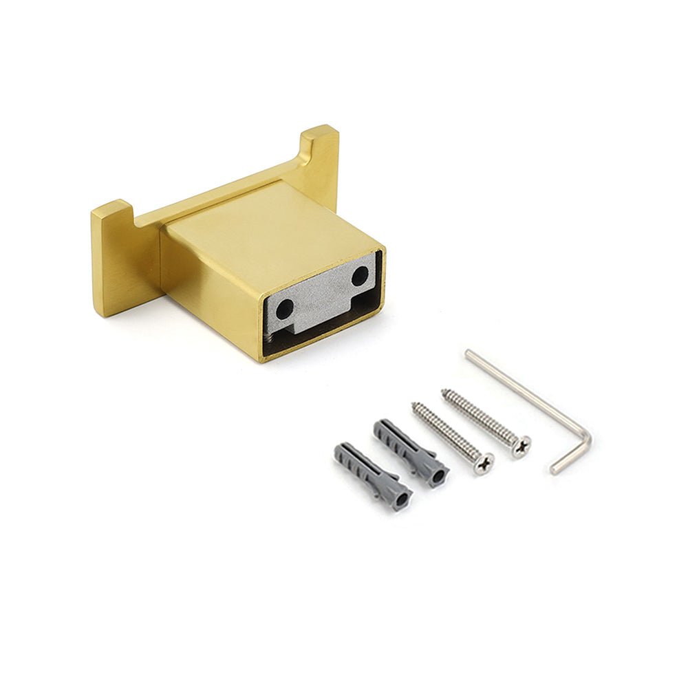Brushed Gold Square Robe Hook Clothes Towel Towel Hanger Holder Wall Mounted Kit - Home & Garden > Bathroom Accessories > Shower Accessories - Rivercity House & Home Co. (ABN 18 642 972 209) - Affordable Modern Furniture Australia