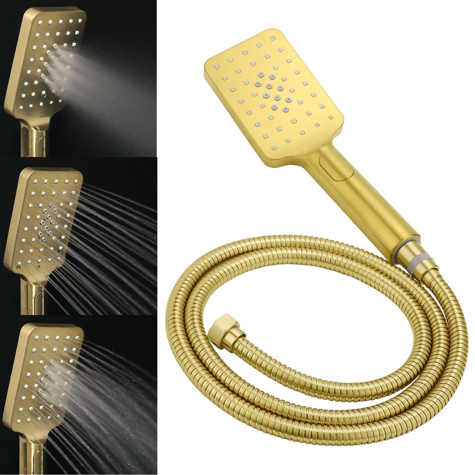 Brushed Gold Square Shower 10" Large Rain Head Handheld Silde Rail Arm 2in1 Set - Furniture > Bathroom > Shower Heads & Screens - Rivercity House & Home Co. (ABN 18 642 972 209) - Affordable Modern Furniture Australia