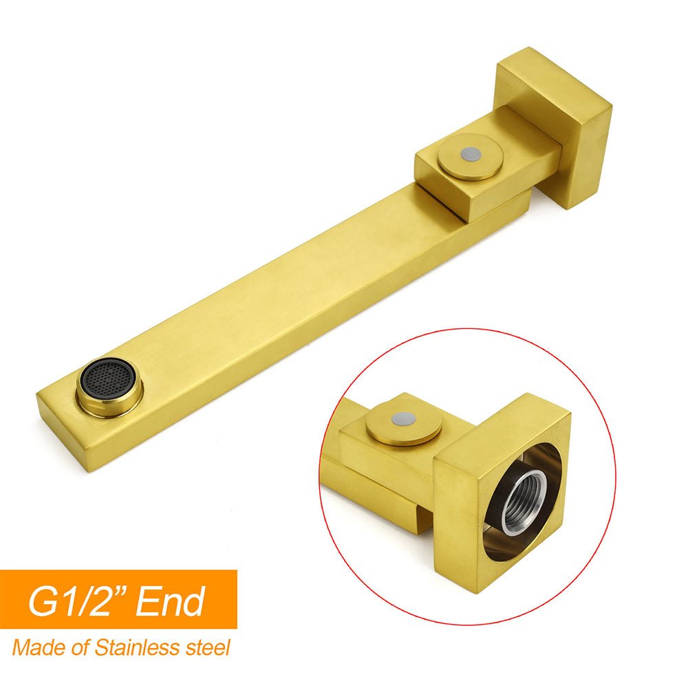 Brushed Gold Square Stainless Steel 180 Swivel Bathtub Faucet Water Outlet Spout - Furniture > Bathroom > Shower Heads & Screens - Rivercity House & Home Co. (ABN 18 642 972 209) - Affordable Modern Furniture Australia