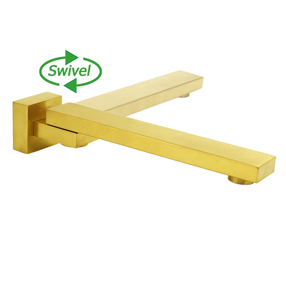 Brushed Gold Square Stainless Steel 180 Swivel Bathtub Faucet Water Outlet Spout - Furniture > Bathroom > Shower Heads & Screens - Rivercity House & Home Co. (ABN 18 642 972 209) - Affordable Modern Furniture Australia