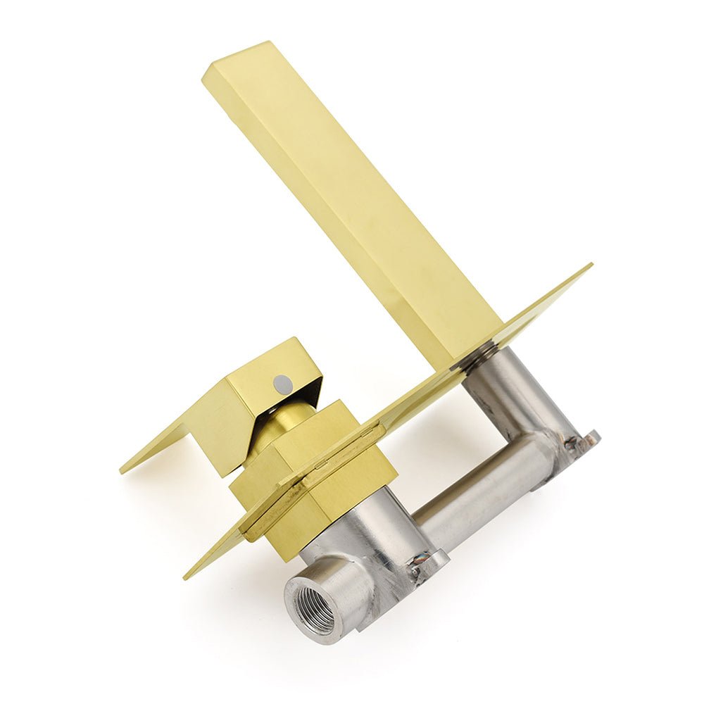 Brushed Gold Square Wall Mount Basin Mixer Laundry Vanity Tap Spout Faucet Set - Furniture > Bathroom > Shower Heads & Screens - Rivercity House & Home Co. (ABN 18 642 972 209) - Affordable Modern Furniture Australia