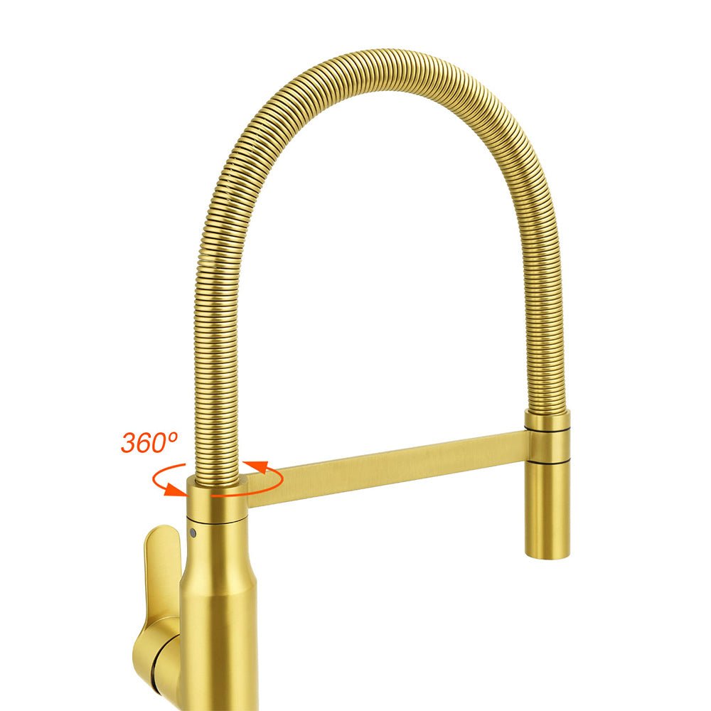 Brushed Gold Tall Kitchen Sink Basin Mixer 360º Swivel Faucet Tap Pull Out Spout - Furniture > Bathroom > Shower Heads & Screens - Rivercity House & Home Co. (ABN 18 642 972 209) - Affordable Modern Furniture Australia