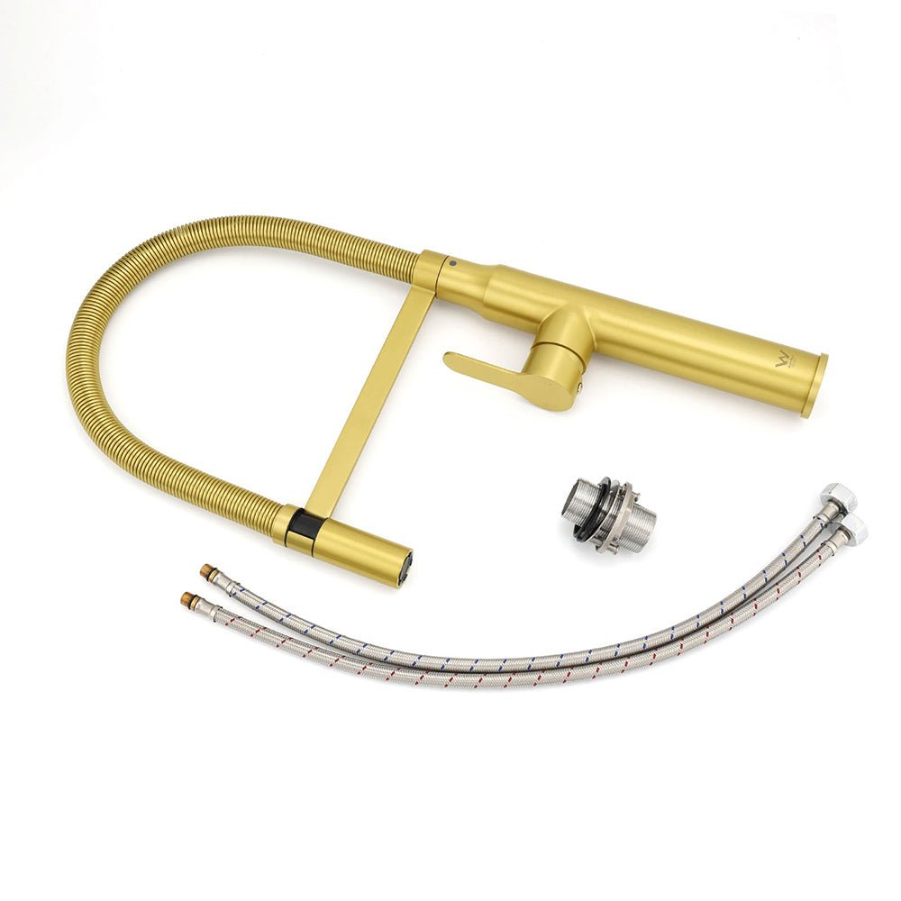 Brushed Gold Tall Kitchen Sink Basin Mixer 360º Swivel Faucet Tap Pull Out Spout - Furniture > Bathroom > Shower Heads & Screens - Rivercity House & Home Co. (ABN 18 642 972 209) - Affordable Modern Furniture Australia