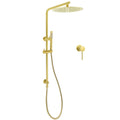 Brushed Gold 12" Twin Rainfall Shower Head with Handheld, Slide Rail & Mixer - Gold
