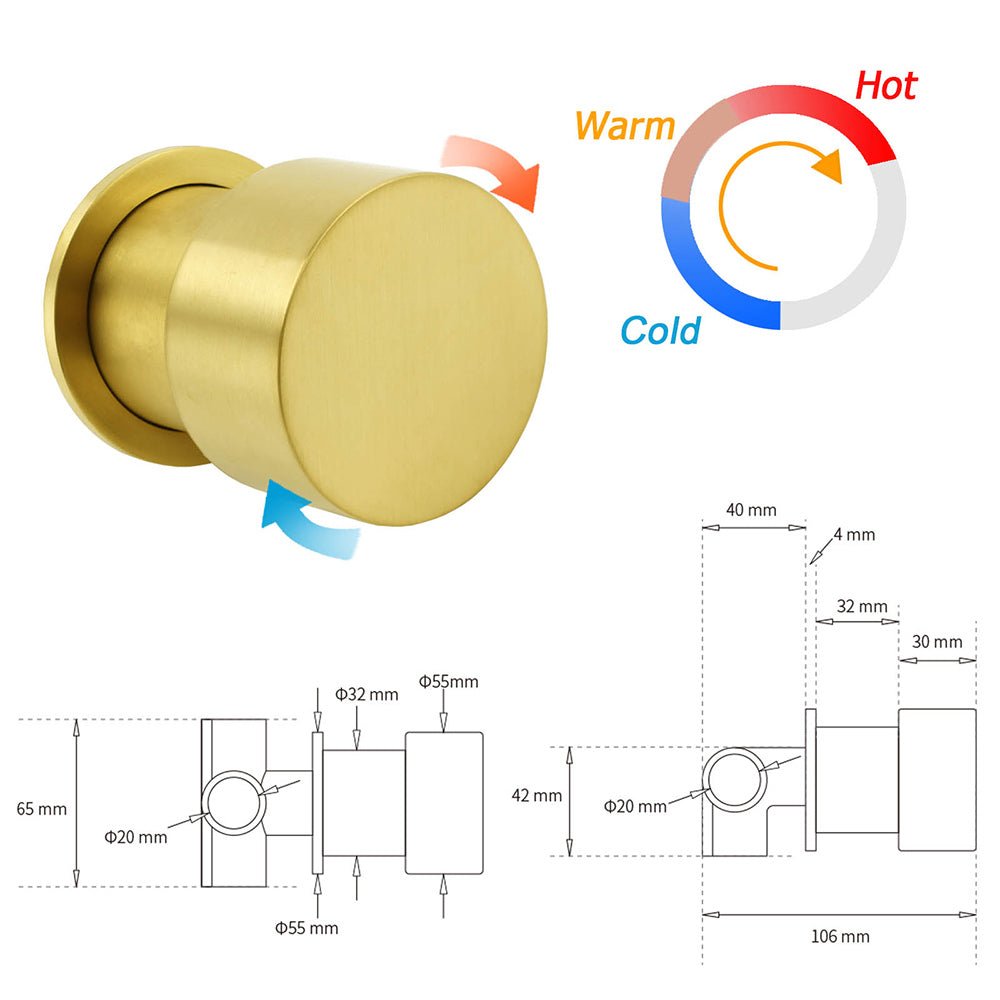 Brushed Gold Twin Shower Large Round 12" Rain Head Handheld Silde Wall Rail Arm Mixer Valve - Furniture > Bathroom > Shower Heads & Screens - Rivercity House & Home Co. (ABN 18 642 972 209) - Affordable Modern Furniture Australia