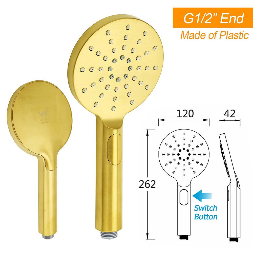Brushed Gold Twin Shower Large Round 12" Rain Head Handheld Silde Wall Rail Arm - Furniture > Bathroom > Shower Heads & Screens - Rivercity House & Home Co. (ABN 18 642 972 209) - Affordable Modern Furniture Australia
