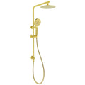 Twin Shower Set with 8" Round Sliding Rail & 3-Mode Handheld - Brushed Gold