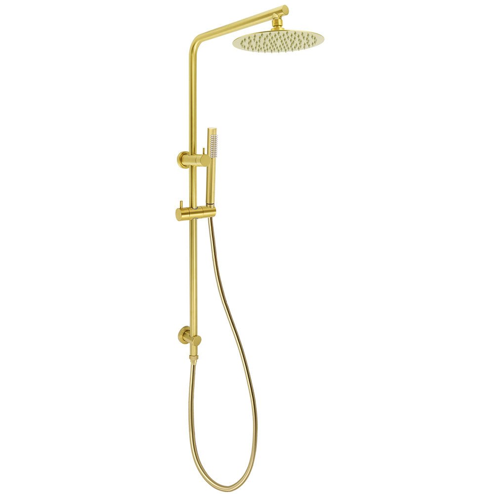 Brushed Gold Twin Shower Set Sliding Rail Arm 8" Round Head Stainless Steel Handheld Rose Combo - Furniture > Bathroom > Shower Heads & Screens - Rivercity House & Home Co. (ABN 18 642 972 209) - Affordable Modern Furniture Australia