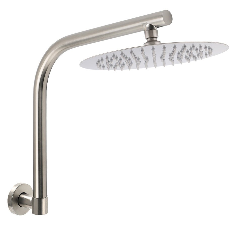 Brushed Nickel 10" Round Rainfall Shower Head 360°Swivel Gooseneck Wall Arm Set - Furniture > Bathroom > Shower Heads & Screens - Rivercity House & Home Co. (ABN 18 642 972 209) - Affordable Modern Furniture Australia