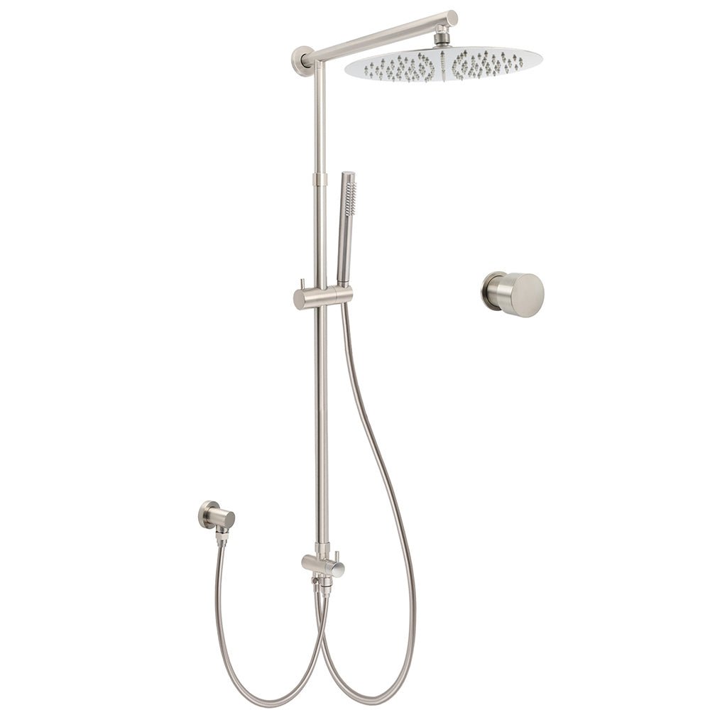Brushed Nickel 12" Large Rain Head Twin Shower Handheld Rose Sliding Rail Arm Set With Mixer - Furniture > Bathroom > Shower Heads & Screens - Rivercity House & Home Co. (ABN 18 642 972 209) - Affordable Modern Furniture Australia