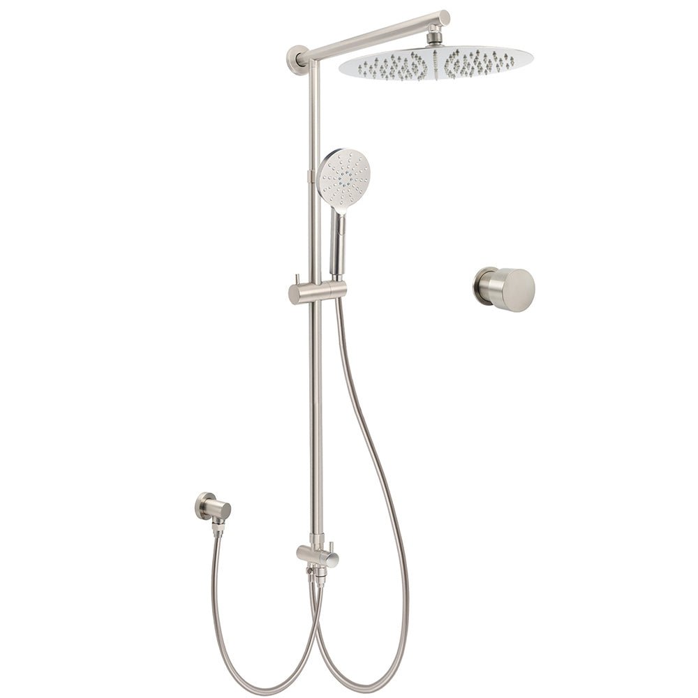 Brushed Nickel 12" Large Rain Head Twin Shower Handheld Sliding Rail Arm Set With Mixer - Furniture > Bathroom > Shower Heads & Screens - Rivercity House & Home Co. (ABN 18 642 972 209) - Affordable Modern Furniture Australia