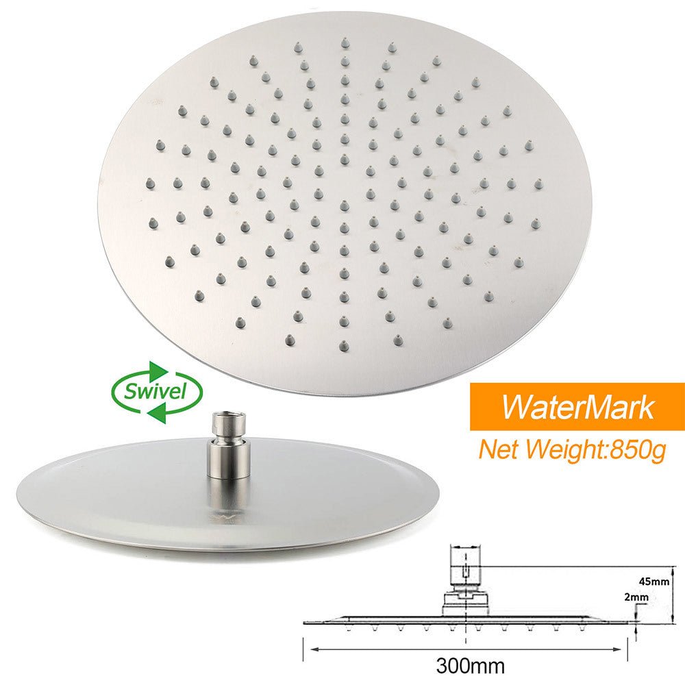 Brushed Nickel 12" Large Rain Head Twin Shower Handheld Sliding Rail Arm Set With Mixer - Furniture > Bathroom > Shower Heads & Screens - Rivercity House & Home Co. (ABN 18 642 972 209) - Affordable Modern Furniture Australia