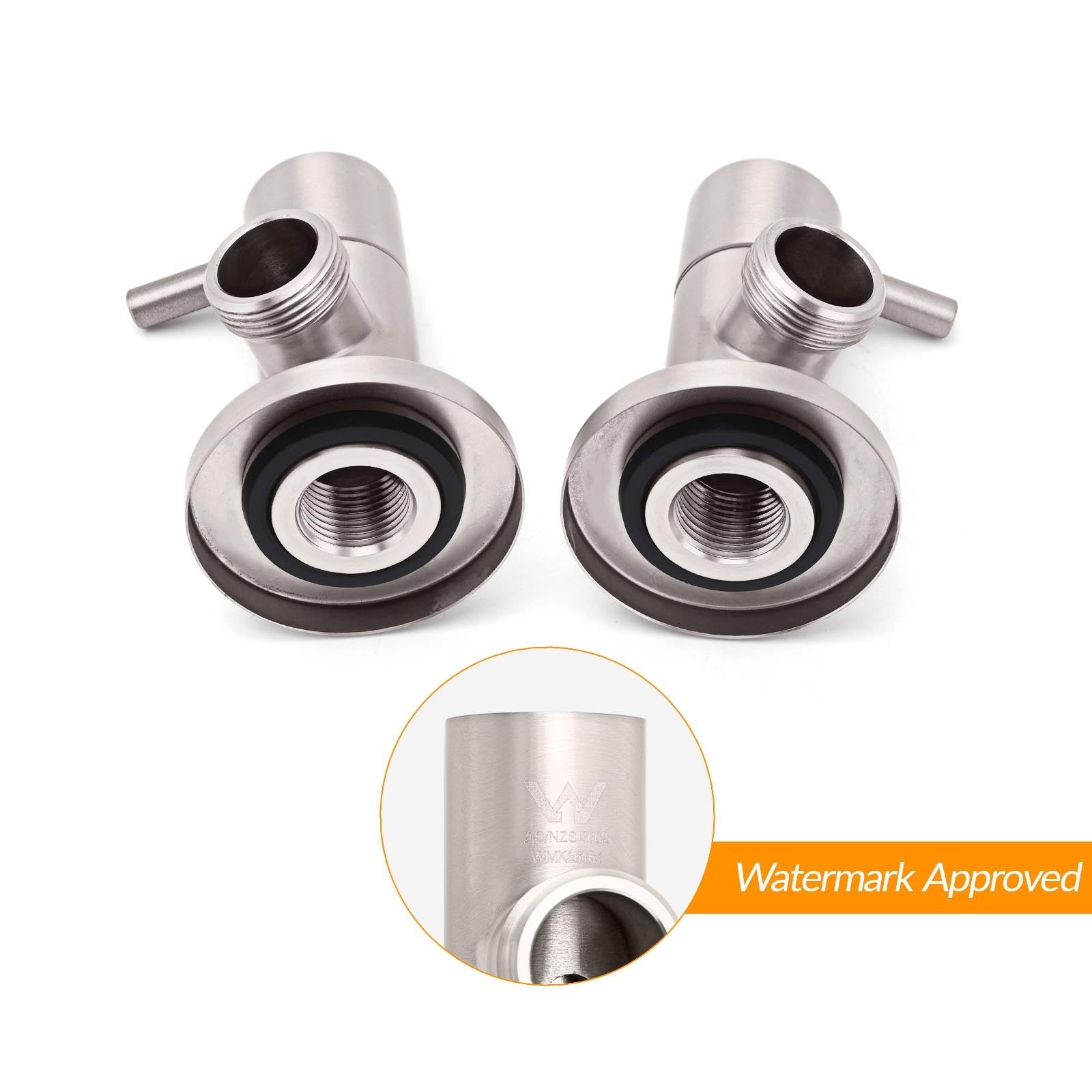 Brushed Nickel 1/4 Turn Twin Washing Machine Tap Set Wall Mounted Hot Cold Valve - Furniture > Bathroom > Shower Heads & Screens - Rivercity House & Home Co. (ABN 18 642 972 209) - Affordable Modern Furniture Australia