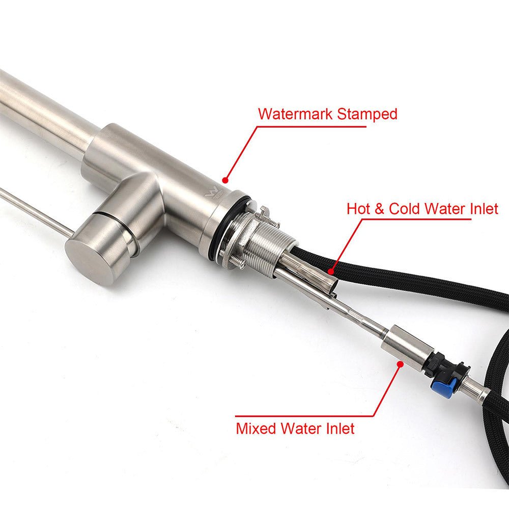 Brushed Nickel 2 Way Spray Kitchen Mixer Tap Pull Out Sink Laundry Swivel Faucet - Furniture > Bathroom > Shower Heads & Screens - Rivercity House & Home Co. (ABN 18 642 972 209) - Affordable Modern Furniture Australia