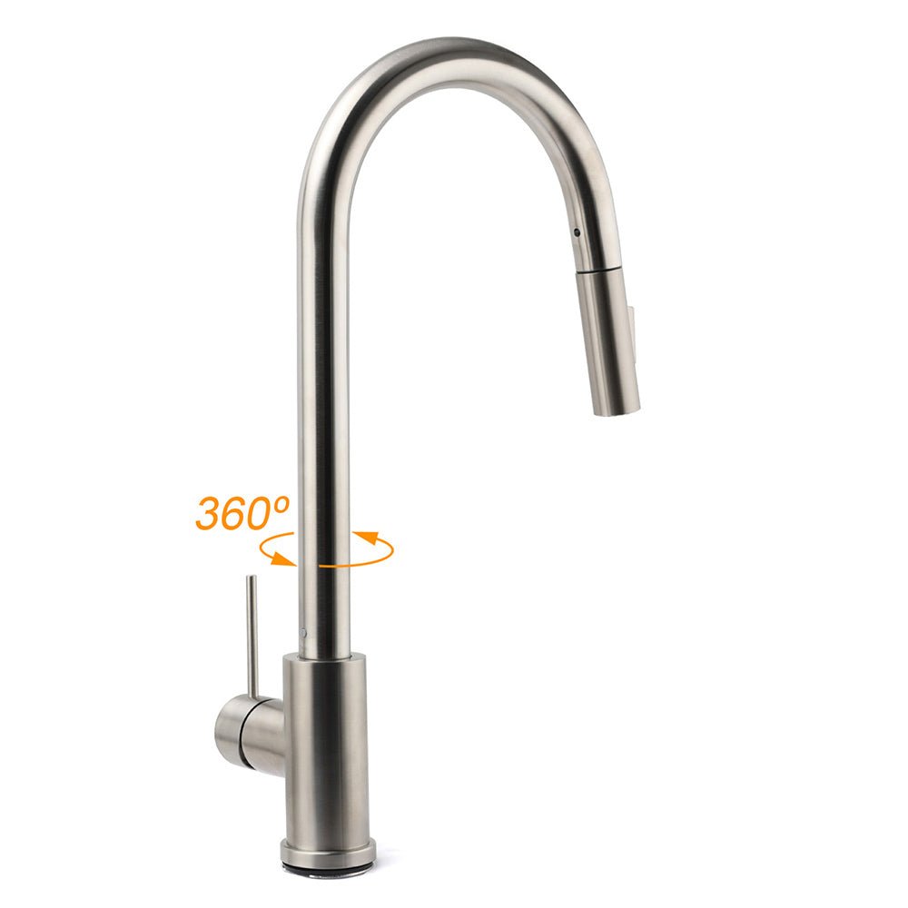 Brushed Nickel 2 Way Spray Kitchen Mixer Tap Pull Out Sink Laundry Swivel Faucet - Furniture > Bathroom > Shower Heads & Screens - Rivercity House & Home Co. (ABN 18 642 972 209) - Affordable Modern Furniture Australia