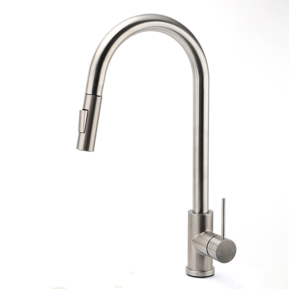 Brushed Nickel 2 Way Spray Kitchen Mixer Tap Pull Out Sink Laundry Swivel Faucet - Furniture > Bathroom > Shower Heads & Screens - Rivercity House & Home Co. (ABN 18 642 972 209) - Affordable Modern Furniture Australia