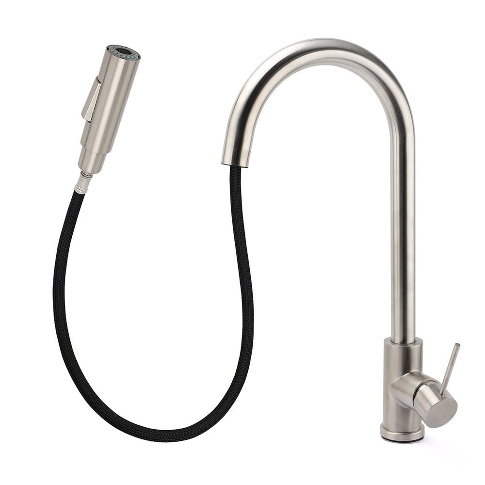 Brushed Nickel 2 Way Spray Kitchen Mixer Tap Pull Out Sink Laundry Swivel Faucet - Furniture > Bathroom > Shower Heads & Screens - Rivercity House & Home Co. (ABN 18 642 972 209) - Affordable Modern Furniture Australia
