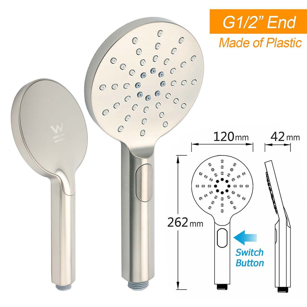 Brushed Nickel 2in1 Round 12" Stainless Steel Rainfall Head Shower Handheld Sliding Rail Arm Set - Furniture > Bathroom > Shower Heads & Screens - Rivercity House & Home Co. (ABN 18 642 972 209) - Affordable Modern Furniture Australia