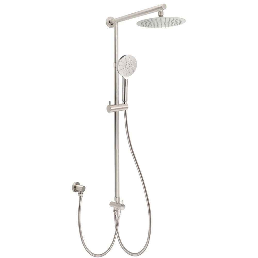 Brushed Nickel 2in1 Round 8" Stainless Steel Rain Head Shower Handheld Sliding Rail Arm Set - Furniture > Bathroom > Shower Heads & Screens - Rivercity House & Home Co. (ABN 18 642 972 209) - Affordable Modern Furniture Australia