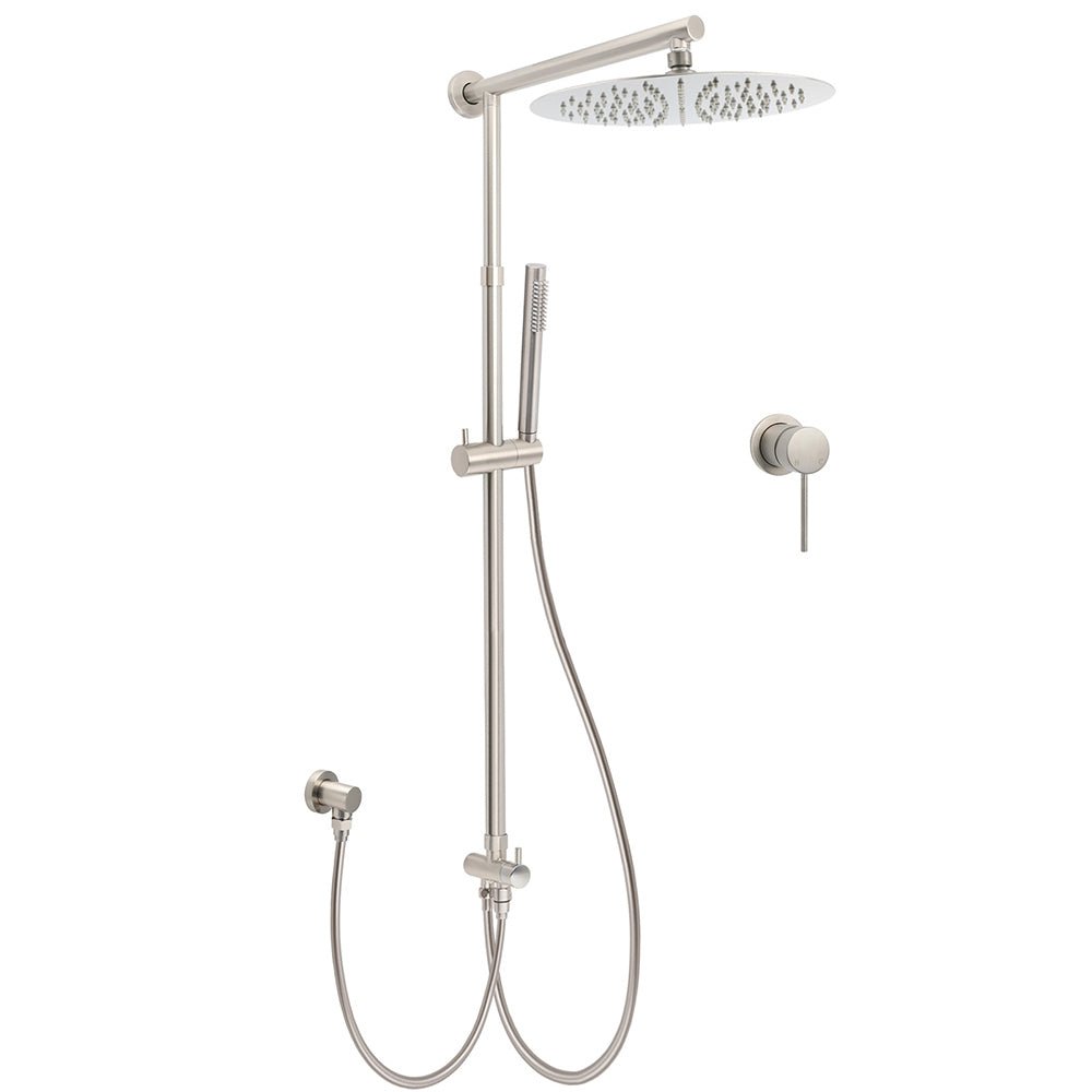 Brushed Nickel 2in1 Set Round 12" Rain Head Shower Single Mode Handheld Sliding RailWall Mixer - Furniture > Bathroom > Shower Heads & Screens - Rivercity House & Home Co. (ABN 18 642 972 209) - Affordable Modern Furniture Australia