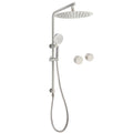 2in1 Brushed Nickel Shower Set with 12" Round Rainfall Head, Sliding Rail & Twin Taps - Brushed Nickel