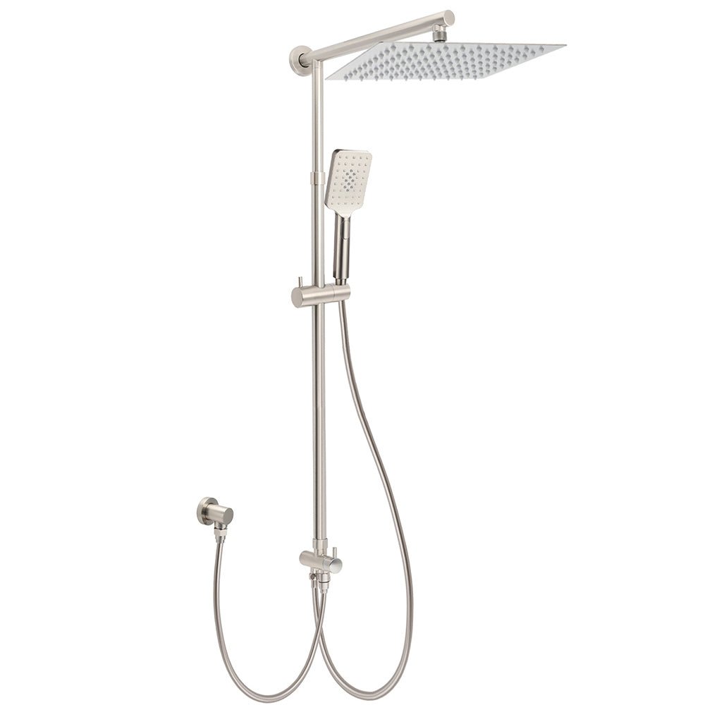 Brushed Nickel 2in1 Square 12" Thin Rainfall Head Shower 3 Modes Handheld Sliding Rail Arm Set - Furniture > Bathroom > Shower Heads & Screens - Rivercity House & Home Co. (ABN 18 642 972 209) - Affordable Modern Furniture Australia