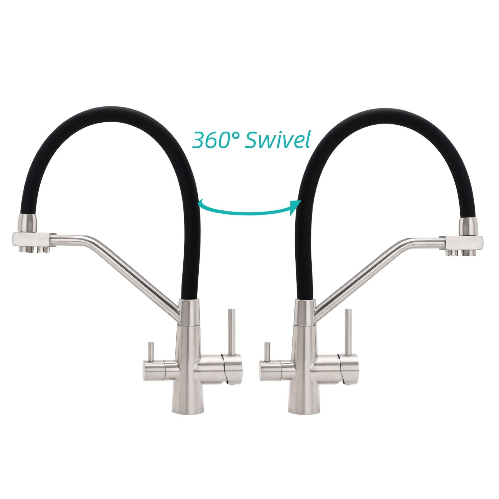 Brushed Nickel 3 Way Pull Down Kitchen Mixer Pure Drinking Water Sink Tap Spout - Furniture > Bathroom > Tap & Sink Accessories - Rivercity House & Home Co. (ABN 18 642 972 209) - Affordable Modern Furniture Australia
