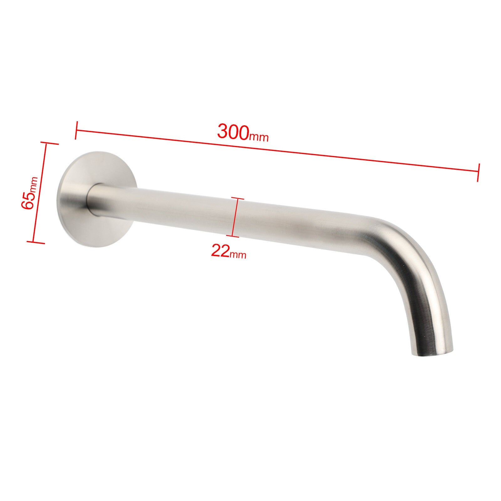 Brushed Nickel 300mm Extra Long Wall Mounted Extention Bathtub Filler Spout Set - Furniture > Bathroom > Shower Heads & Screens - Rivercity House & Home Co. (ABN 18 642 972 209) - Affordable Modern Furniture Australia