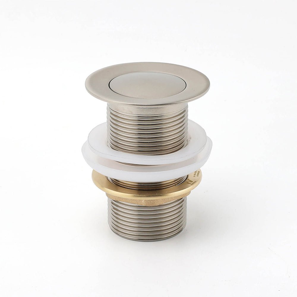 Brushed Nickel 32mm Push Pop Up Waste Plug Non - Overflow Basin Sink Drain Outlet - Furniture > Bathroom > Shower Heads & Screens - Rivercity House & Home Co. (ABN 18 642 972 209) - Affordable Modern Furniture Australia