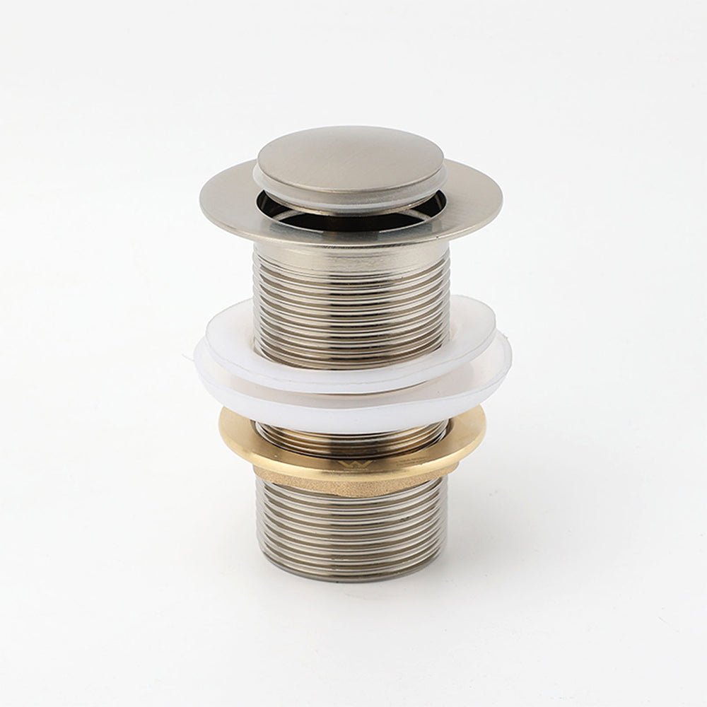 Brushed Nickel 32mm Push Pop Up Waste Plug Non - Overflow Basin Sink Drain Outlet - Furniture > Bathroom > Shower Heads & Screens - Rivercity House & Home Co. (ABN 18 642 972 209) - Affordable Modern Furniture Australia