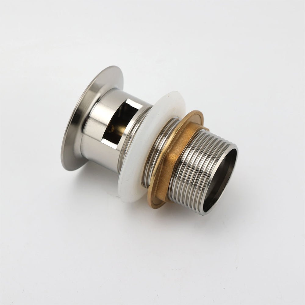 Brushed Nickel 32mm Push Pop Up Waste Plug Overflow Basin Sink Drain Outlet Kit - Furniture > Bathroom > Shower Heads & Screens - Rivercity House & Home Co. (ABN 18 642 972 209) - Affordable Modern Furniture Australia