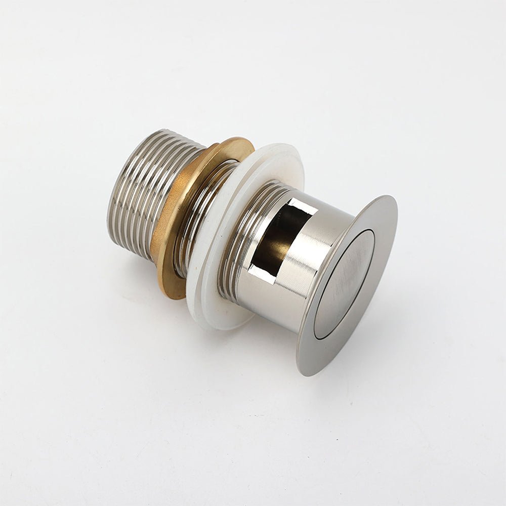 Brushed Nickel 32mm Push Pop Up Waste Plug Overflow Basin Sink Drain Outlet Kit - Furniture > Bathroom > Shower Heads & Screens - Rivercity House & Home Co. (ABN 18 642 972 209) - Affordable Modern Furniture Australia
